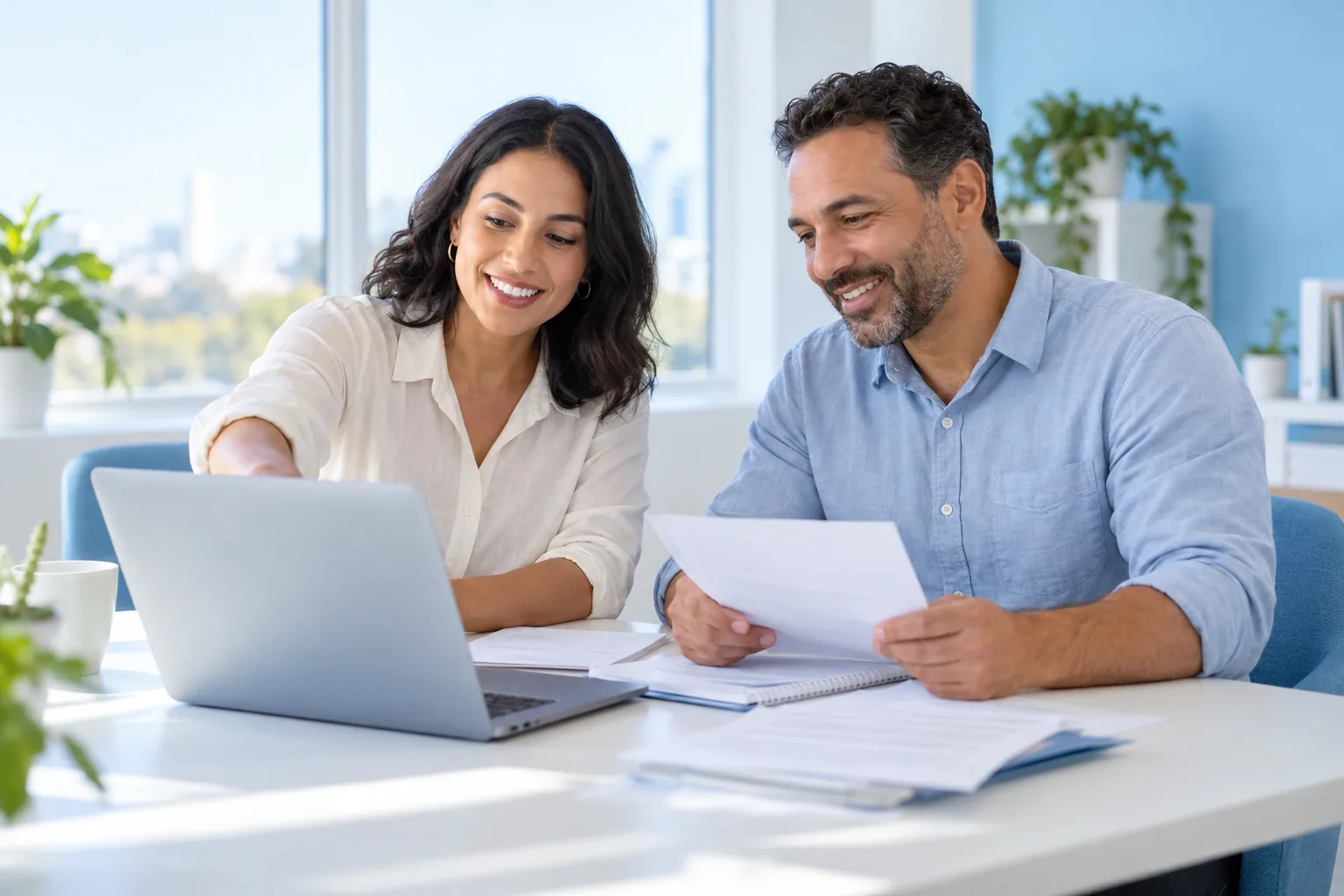 Illustrative image of an advisor helping an applicant with work records